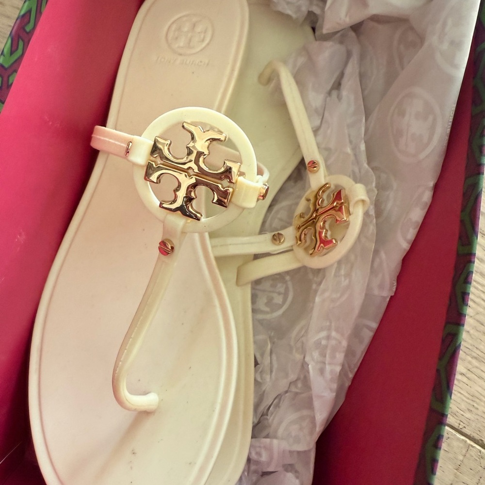 Tory Burch Ivory Mini Miller Flats